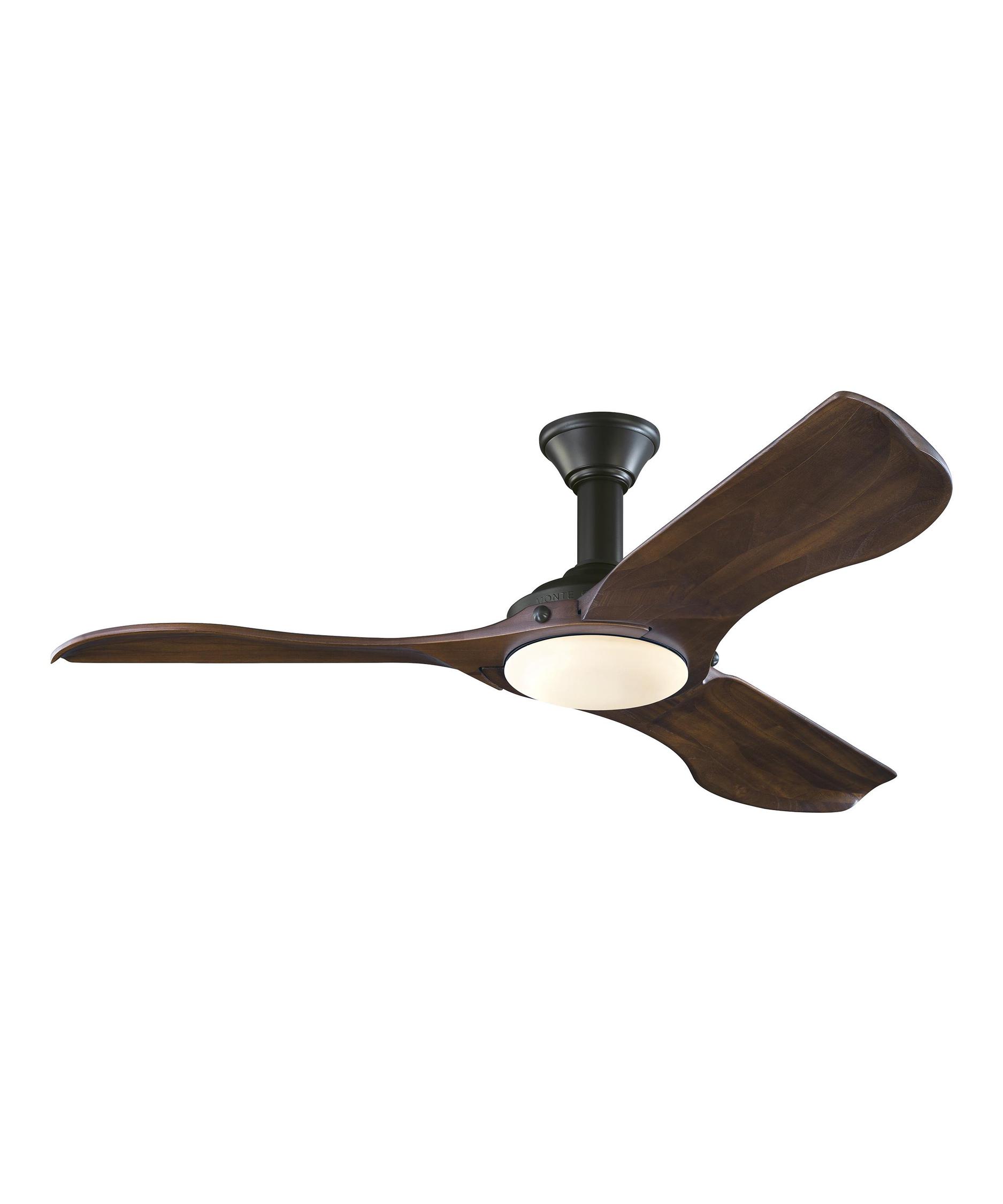 Monte Carlo Minimalist 56 Inch 3 Blade Ceiling Fan Capitol Shown In Matte Black Finish And Opal Etched Glass