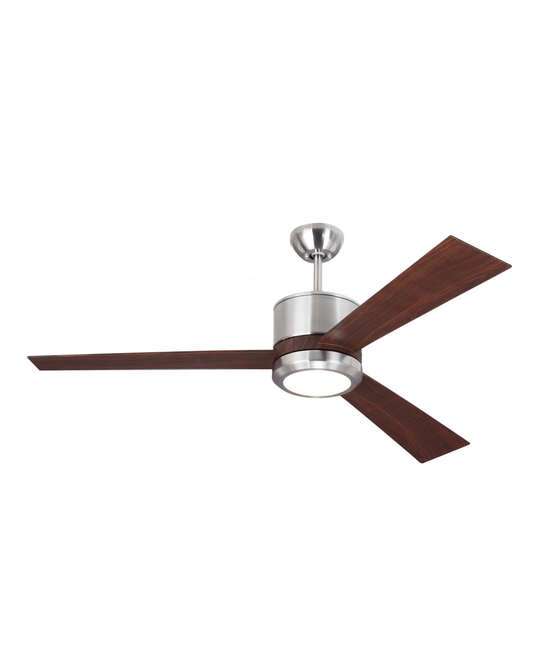Monte Carlo 3vnr52 Vision 52 Inch 3 Blade Ceiling Fan Capitol Shown In Brushed Steel Finish And Frosted Acrylic Glass