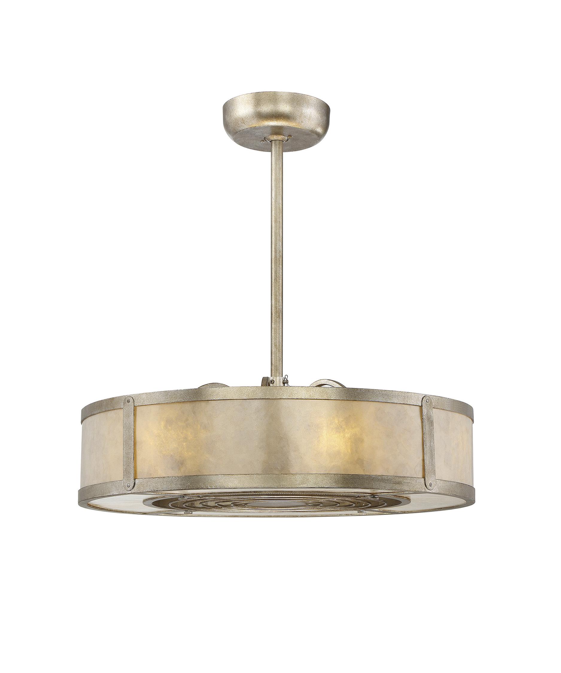 Savoy House Vireo 26 Inch Chandelier Ceiling Fan Capitol Shown In Silver Dust Finish Cream Mica Glass And Anza Shade